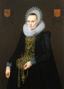 Portrett av Justina van Teylingen, 1616 (se 307901 for par)